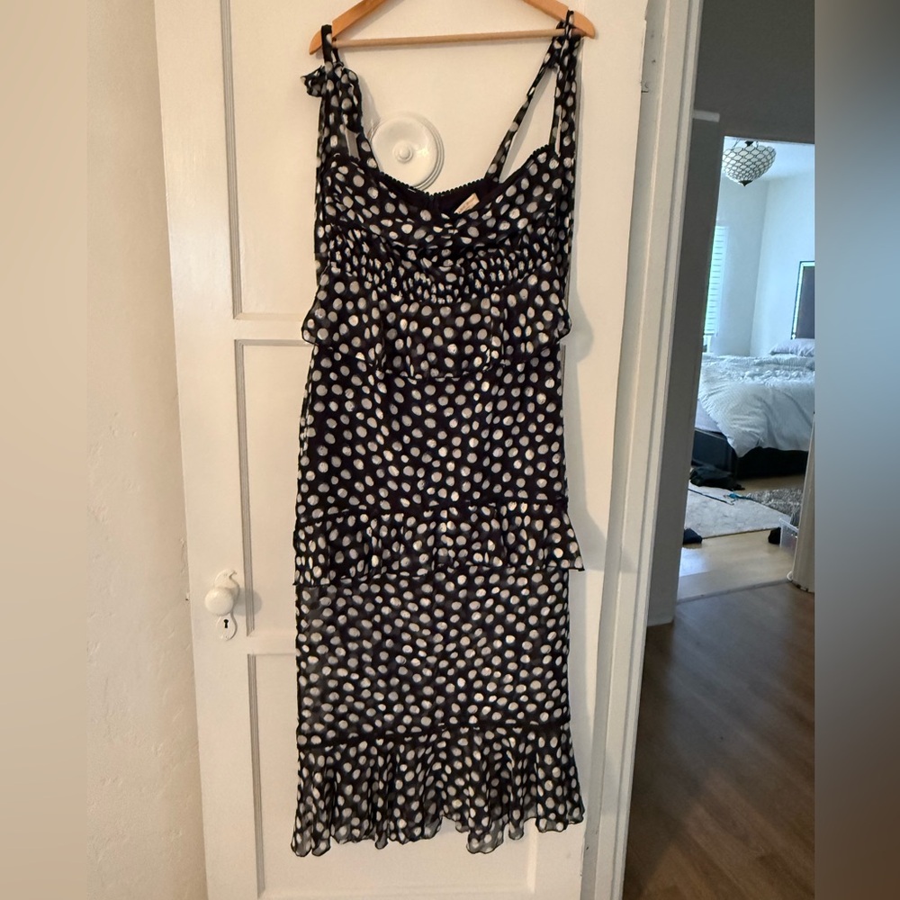 Black & White Polka Dot Tiered Sundress - Sleeveless